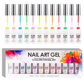 Nail Art Lacquers Beauty Salon 12 Colors Paint Gel Nails Set Soak off Painting Glow in Dark Gel Line Polish Kit