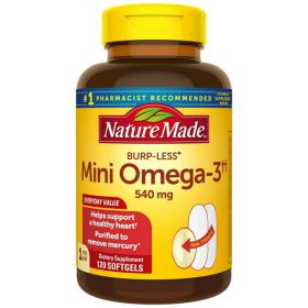 Nature Made Fish Oil Burp-Less Mini 540 mg Omega-3 Supplement;  120 Count